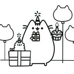 Pusheen coloring pages happy birthday party