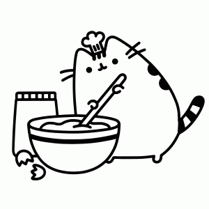 Pusheen cooking coloring pages