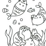 Pusheen mermaids coloring pages