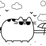 Pusheen sun glass coloring pages