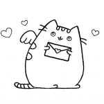 Pusheen with Love Letter coloring pages