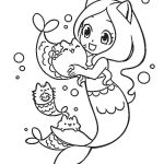 Pusheen with Mermaid coloring pages