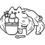 Strong Pusheen coloring pages