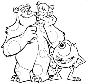 Sulley Boo and Mike coloring pages