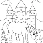 Unicorn castle coloring pages