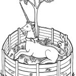 Unicorn in cage coloring page