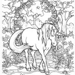 Unicorn in the garden coloring page