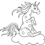 Unicorn sitting on cloud coloring pages