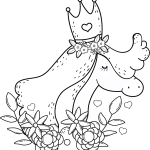 Unicorn wearing crown coloring page