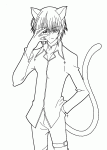 Anime Boy Cat coloring pages