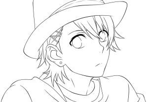 Anime Boy with Hat coloring pages