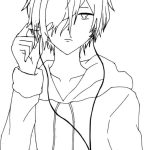 Anime Boy with Headphones coloring pages