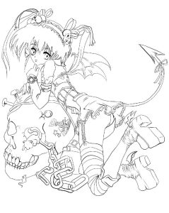 Anime Demon Girl coloring pages