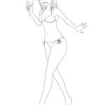 Anime girl beach coloring pages