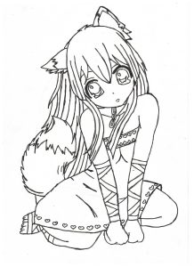 Anime girl cat coloring pages