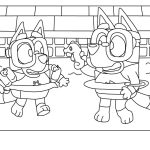 Bluey Swimming Pool coloring pages