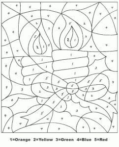 Christmas Candles Color by Number coloring pages