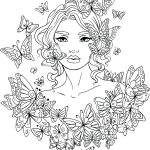 Digital Girl and Butterflies coloring pages