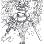 Digital Harley Queen coloring pages for Adults