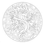 Digital Mandala dragon coloring pages