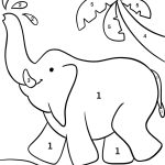 Easy Elephant Color by Number coloring pages