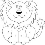 Easy Lion Color by Number coloring pages
