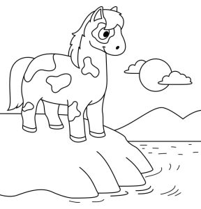 Horse on The Beach coloring pages