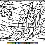 Oak Tree Color by Number coloring pages