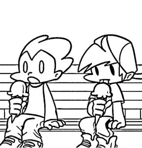 Pico and Boyfriend Ice Cream coloring pages