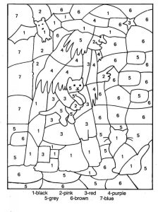 Witch Color by Number coloring pages