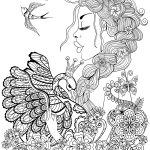 Woman Swan and Bird coloring pages