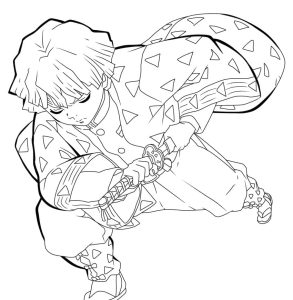 Zenitsu Action coloring pages