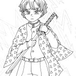 Zenitsu Holding Sword coloring pages