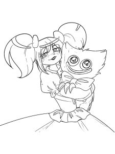 Huggy and Girl Poppy Playtime coloring page