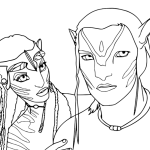 Jake Sully and Neytiri coloring pages
