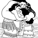 Moana family coloring page