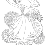 Ballet dancing with shawl coloring pages