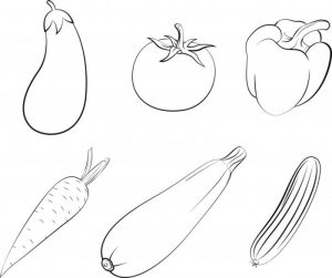 Vegetables, eggplant, tomato, pepper, carrot, squash, cucumber coloring pages