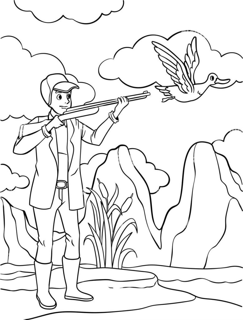 Duck Hunting coloring picture - Coloring pages ๐จ