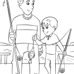 Father and Son fishing coloring pages