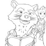 Baby Groot and Rocket coloring pages