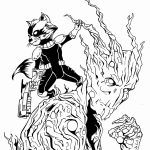 Rocket raccoon and Groot coloring pages