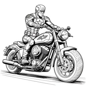 Captain America motorcycle coloring pages