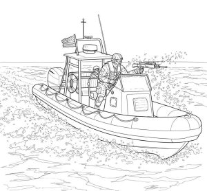 Police boat coloring pages