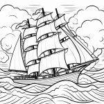 Realistic boat coloring pages