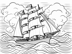 Realistic boat coloring pages