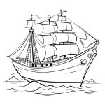 Simple boat coloring pages